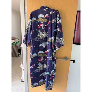 Ichi Ban Vintage Womens Robe Size M Purple Cotton Cherry Blossoms Kimono Style
